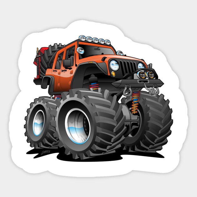 Off road 4x4 orange jeeper cartoon Sticker by hobrath